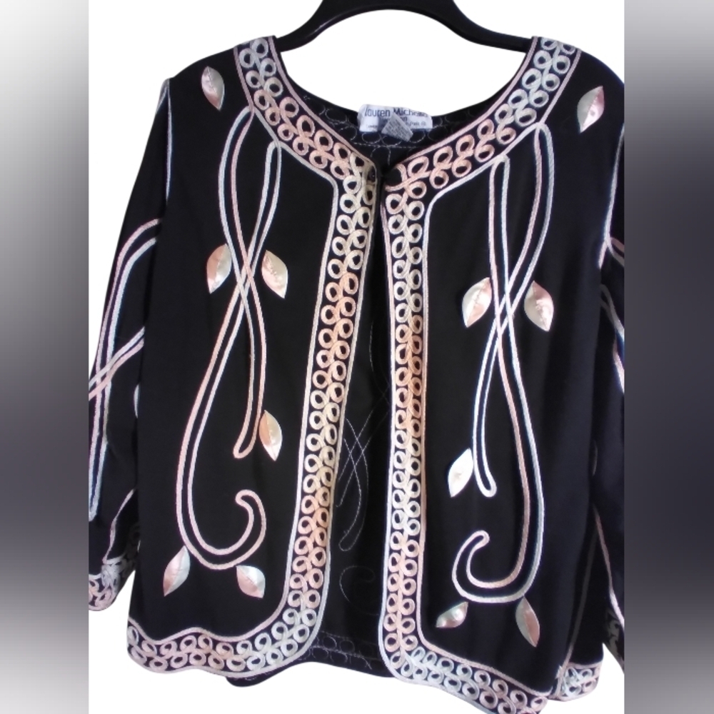 Lauren Michell Black With Design Cardiga Jacket Size 1x Party Formal Fairy